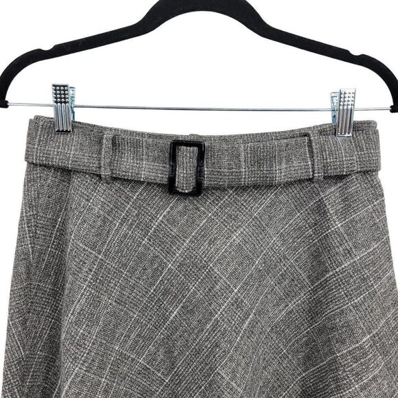 Loft Outlet Skirt Mini A-line Plaid Belted Gray 2 Light Academia Schoolgirl - Picture 6 of 10